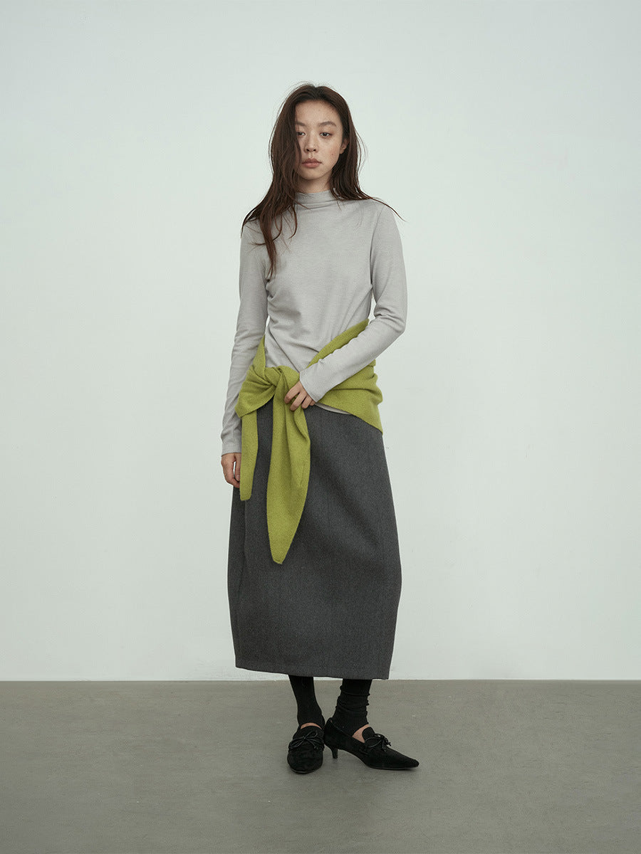 Wool Bud Versatile Midi Skirt