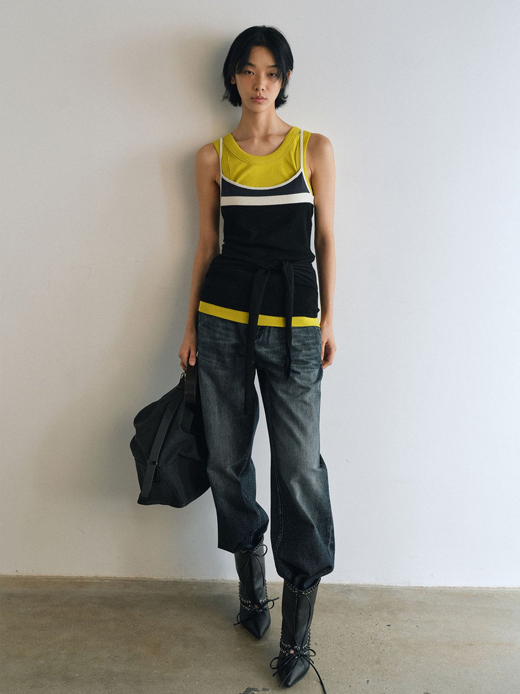 Comfortable Color-Block Slim Sleeveless Casual Wool Knit Camisole Top