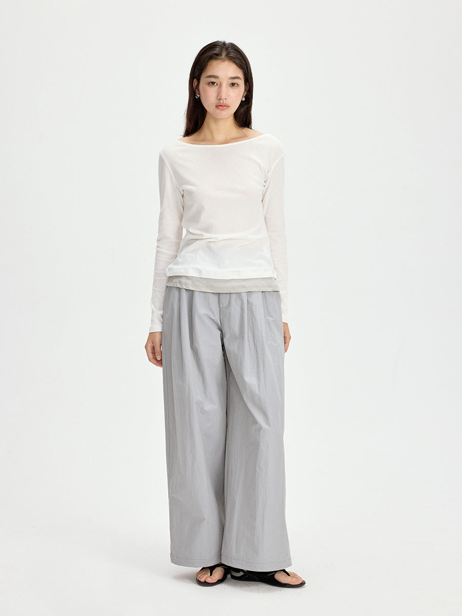 High Waist Wide Leg Pleated Trousers