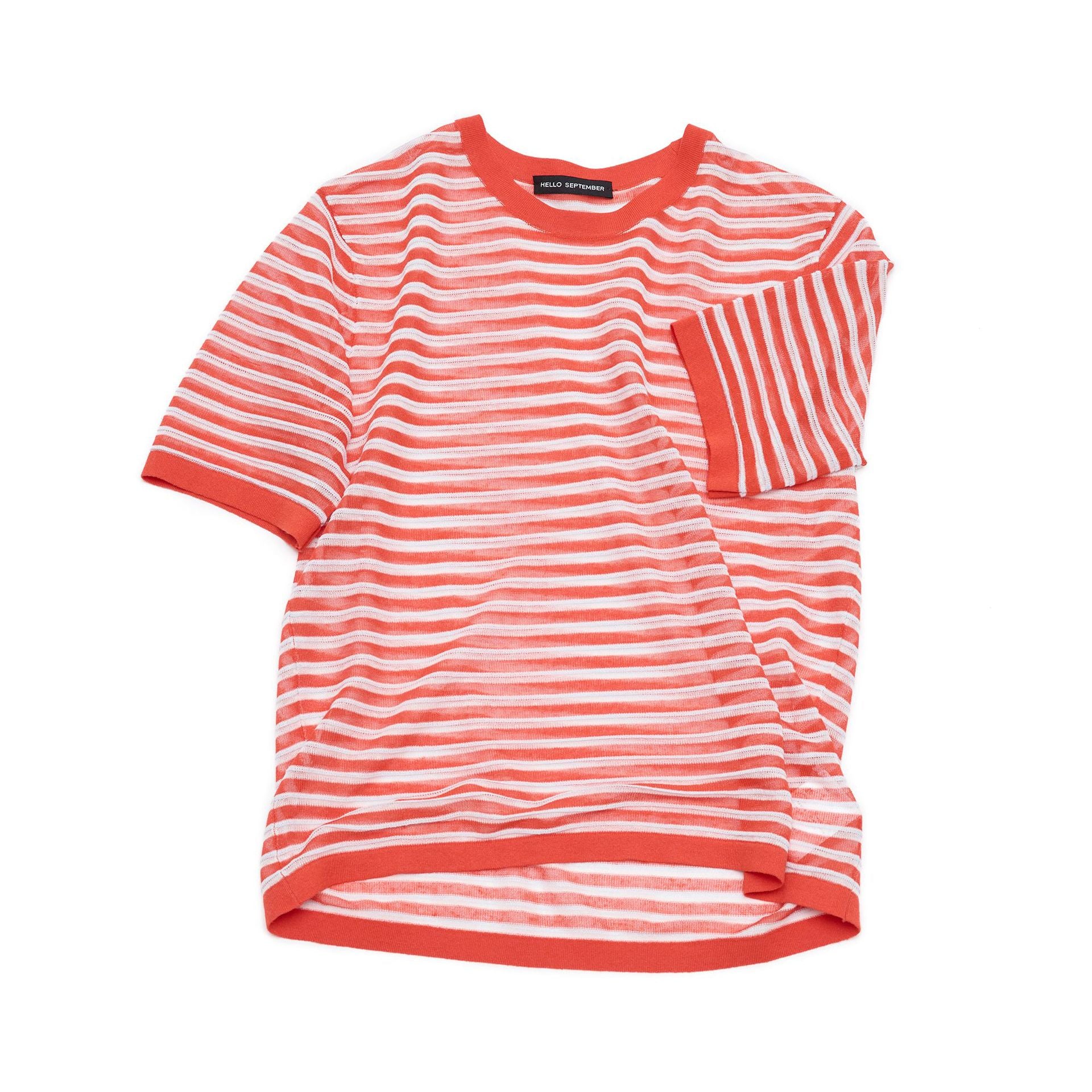 Silk Linen Striped Knit T-Shirt