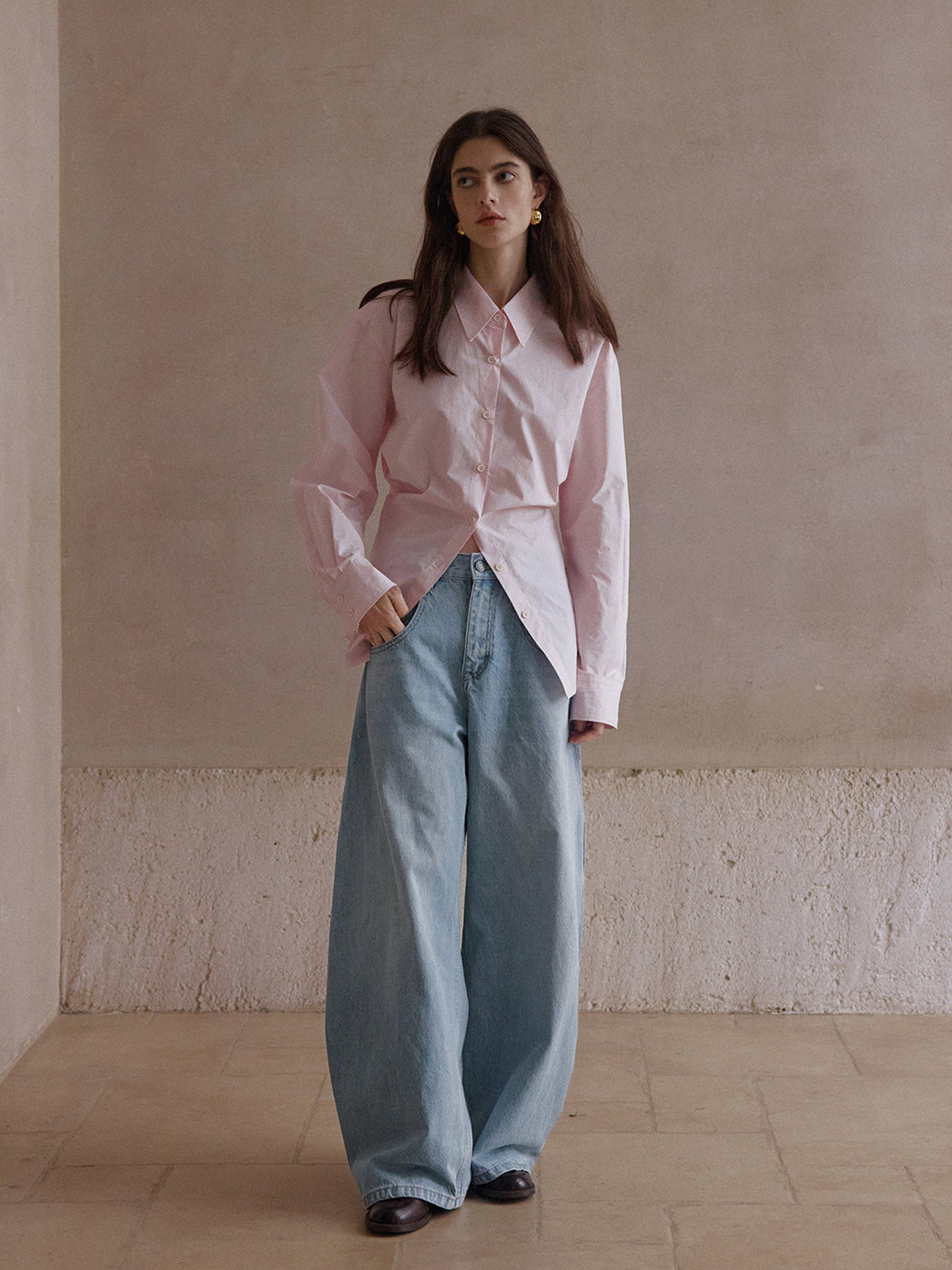 Oversized Cotton Button-Up Shirt