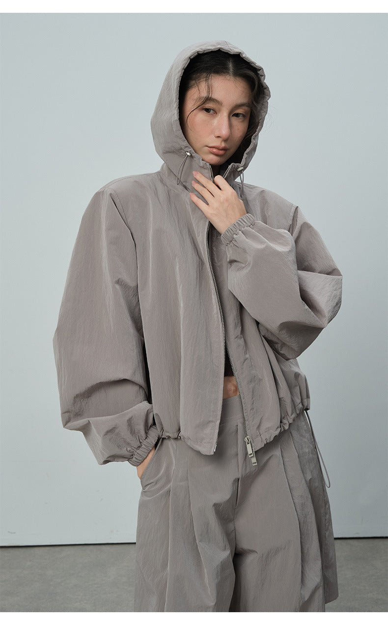 Double-Zipper Design Plush Functional Hooded Jacket