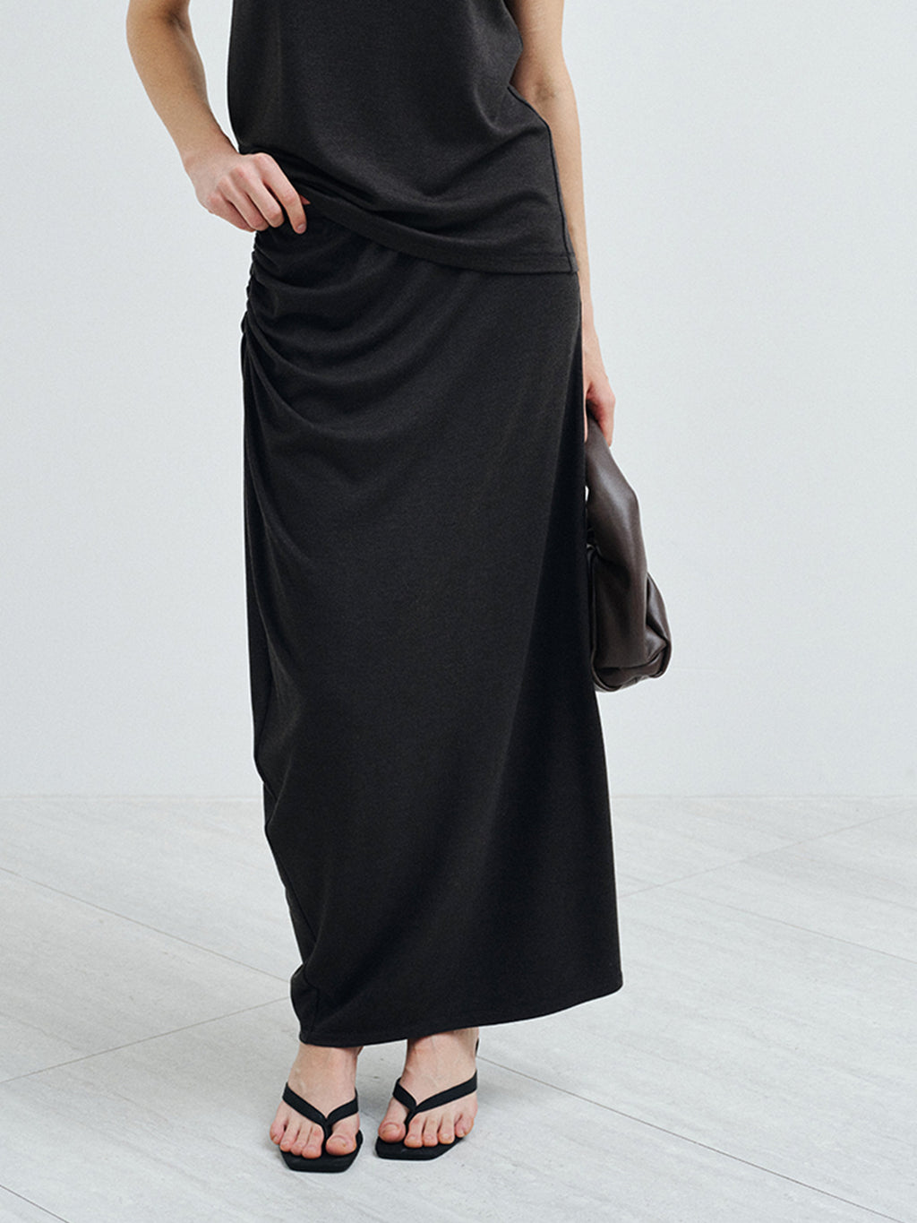 Women's Ruched Maxi Column Skirt