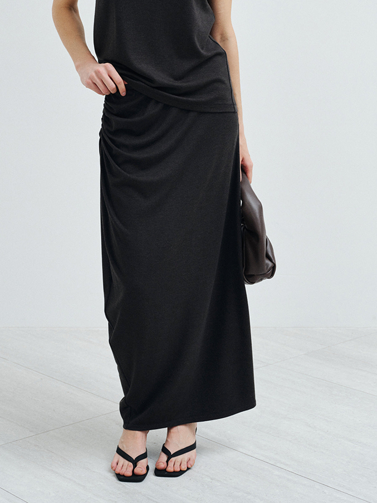 Women's Ruched Maxi Column Skirt
