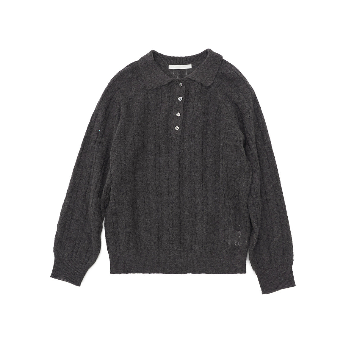 Casual Polo Collar Long Sleeve Wool Sweater