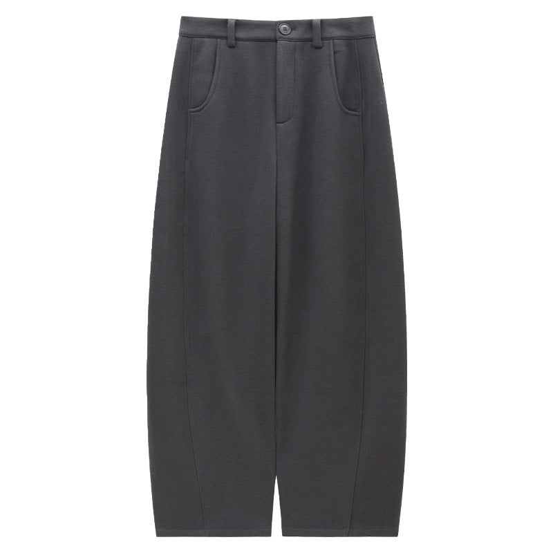 High-Waisted Wide-Leg Ponte Pants with Contrast Seam Detailing