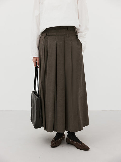 A-Line Pleated Maxi Skirt