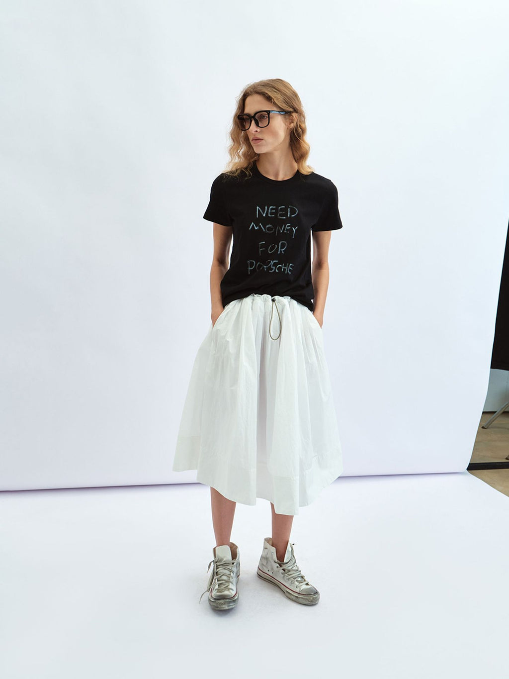 Elastic Waist Lightweight Midi Umbrella Skirt