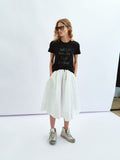 Elastic Waist Lightweight Midi Umbrella Skirt