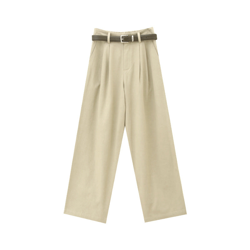 High-Waist Straight-Leg Dress Pants with Belt