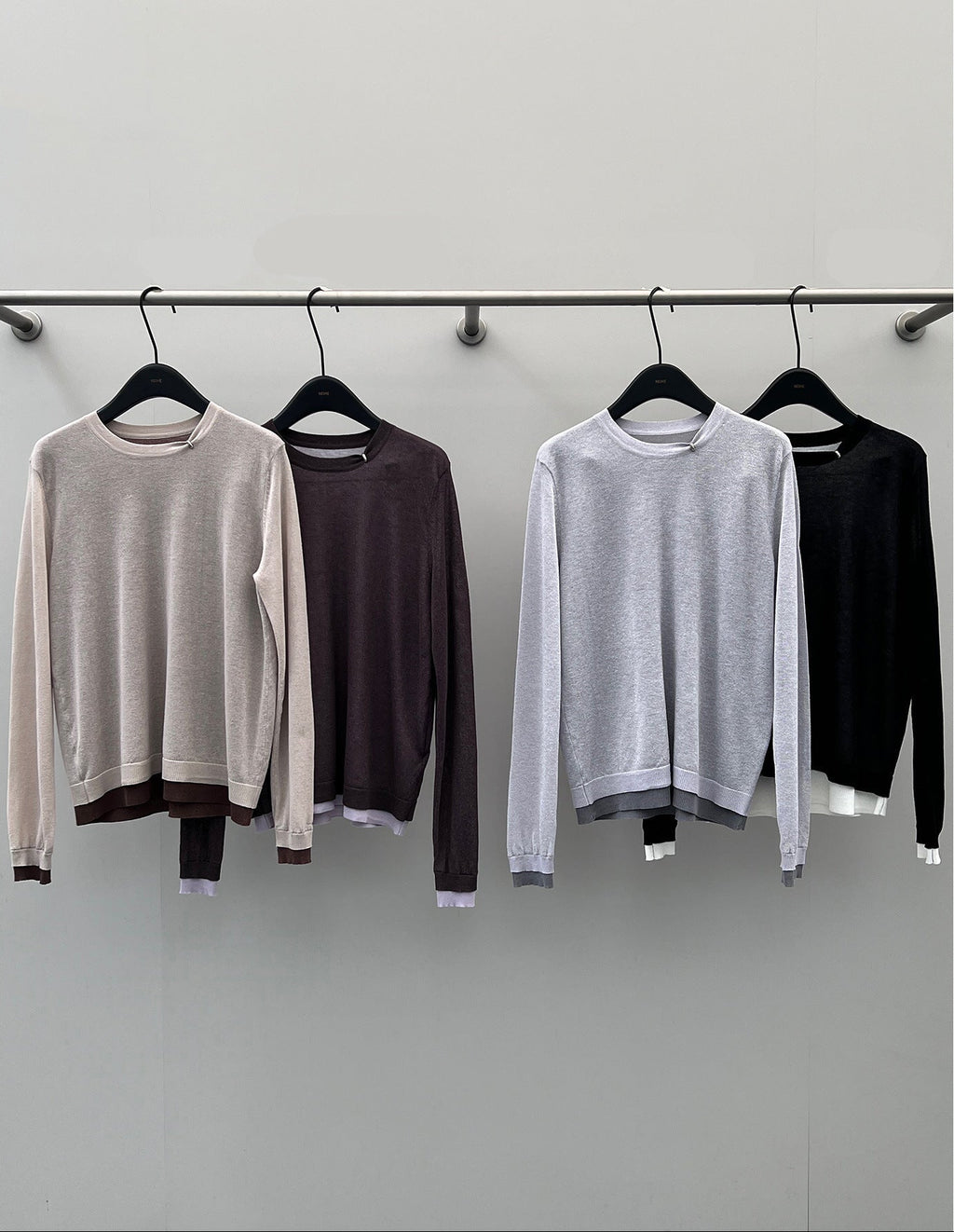 Color-Block Fake Two-Piece Relaxed Knit Top