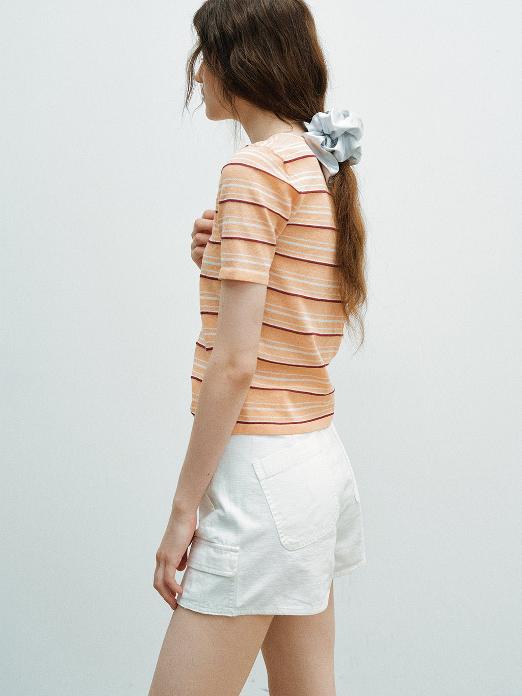 Color-Block Striped Knit Short-Sleeve Top