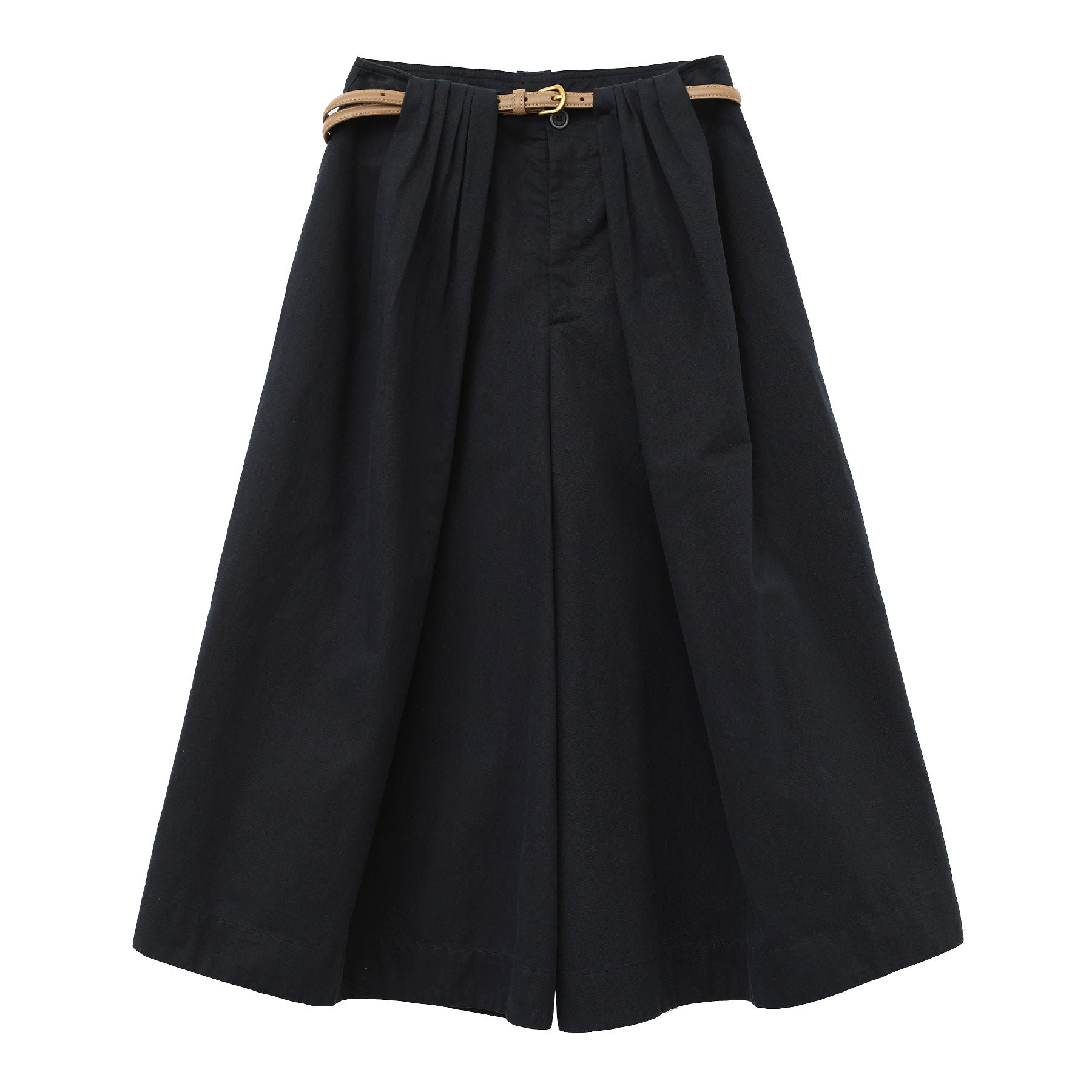 Pleated Cropped Wide-leg Large Pants