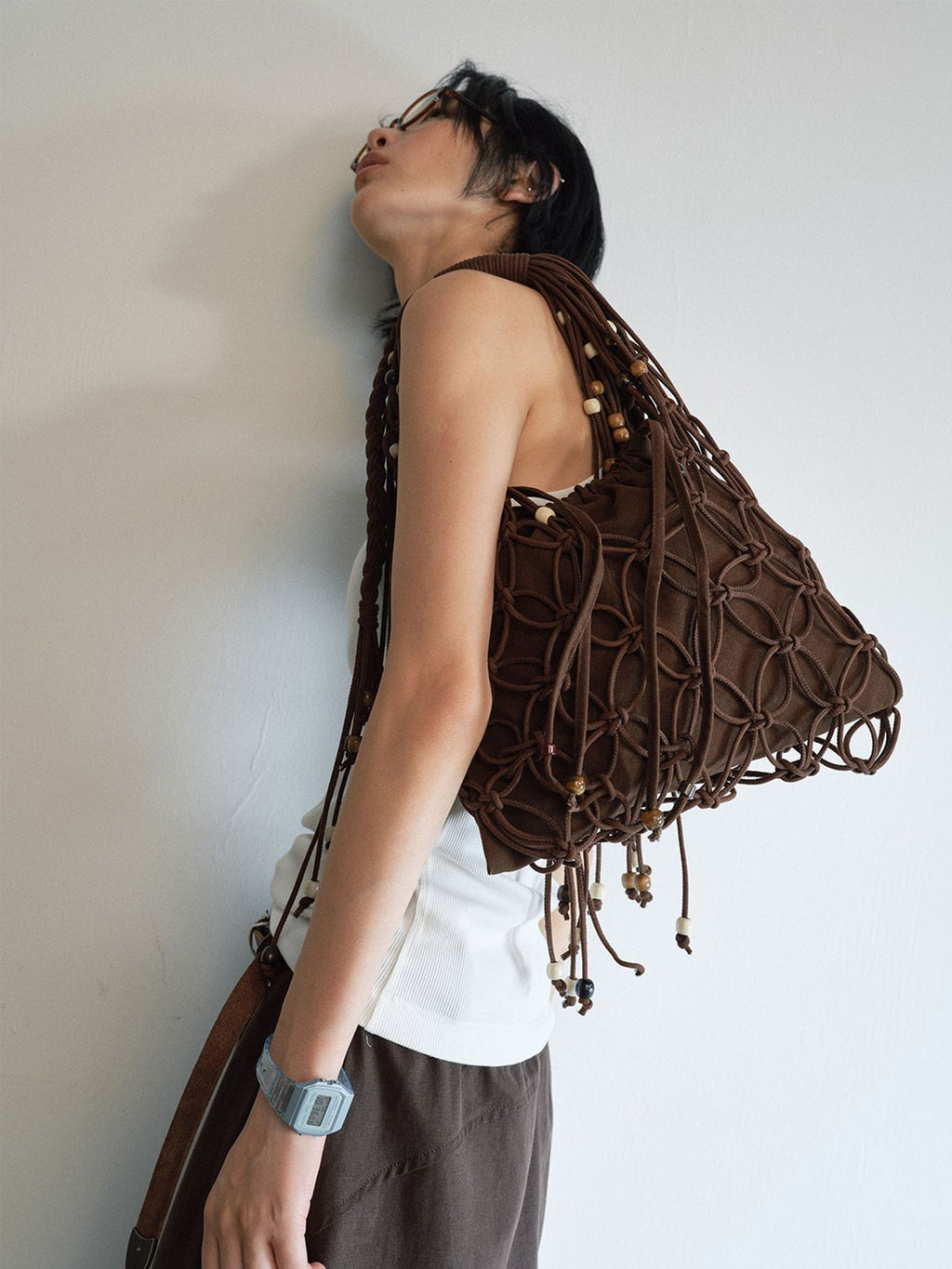 Handmade Fine Woven Fringe Bag with Light Jewelry