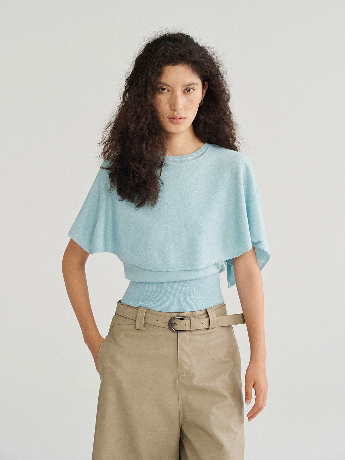 Detachable Shawl Knit Slim Top