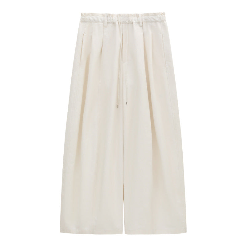 Drawstring Wide-Leg Casual Pants