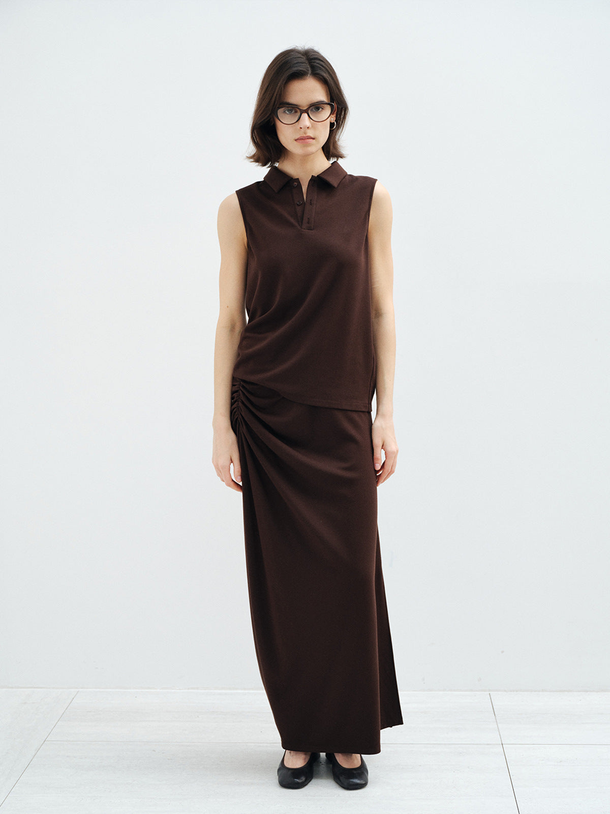 Women's Ruched Maxi Column Skirt