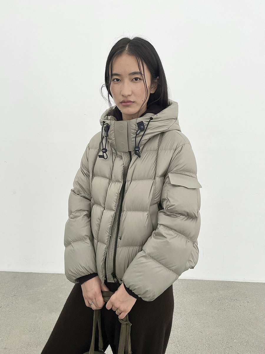 Hooded Warm Drawstring Puffer Jacket