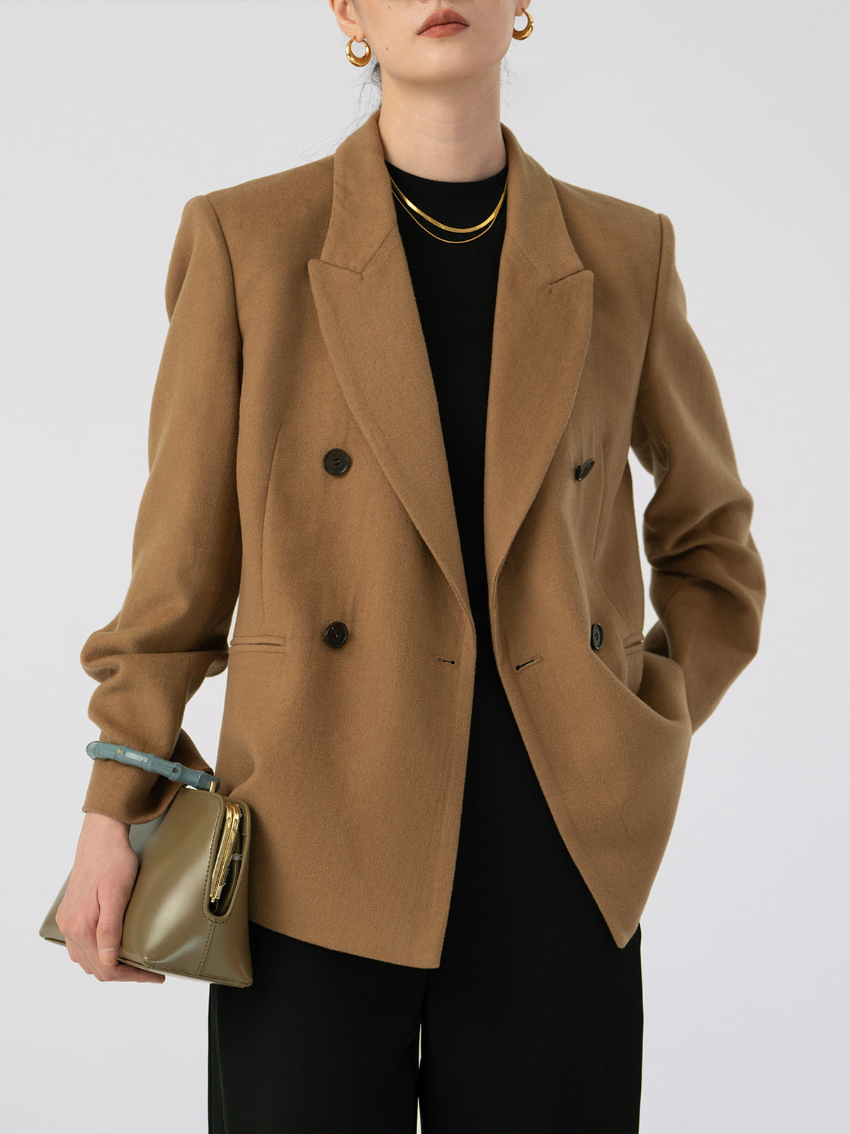 Single-Sided Lining Double-Breasted 50% Fine Wool Suit