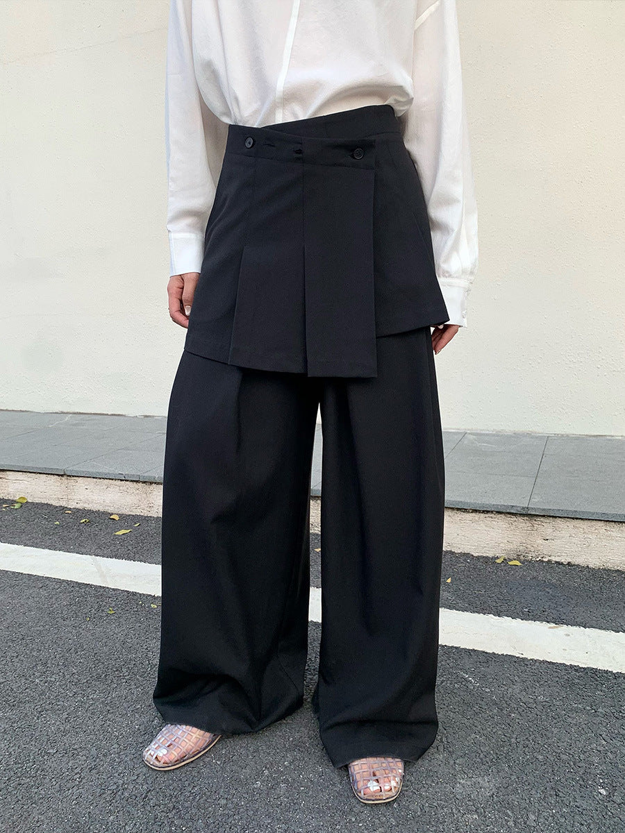 Drape Two-piece Apron Wide-leg Suit Pants