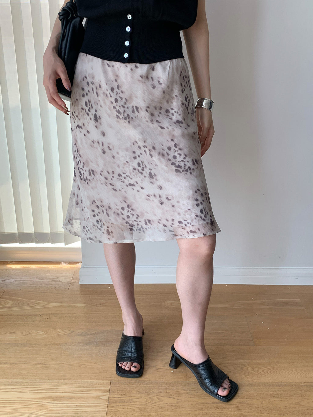 Leopard Print Soft Midi Skirt