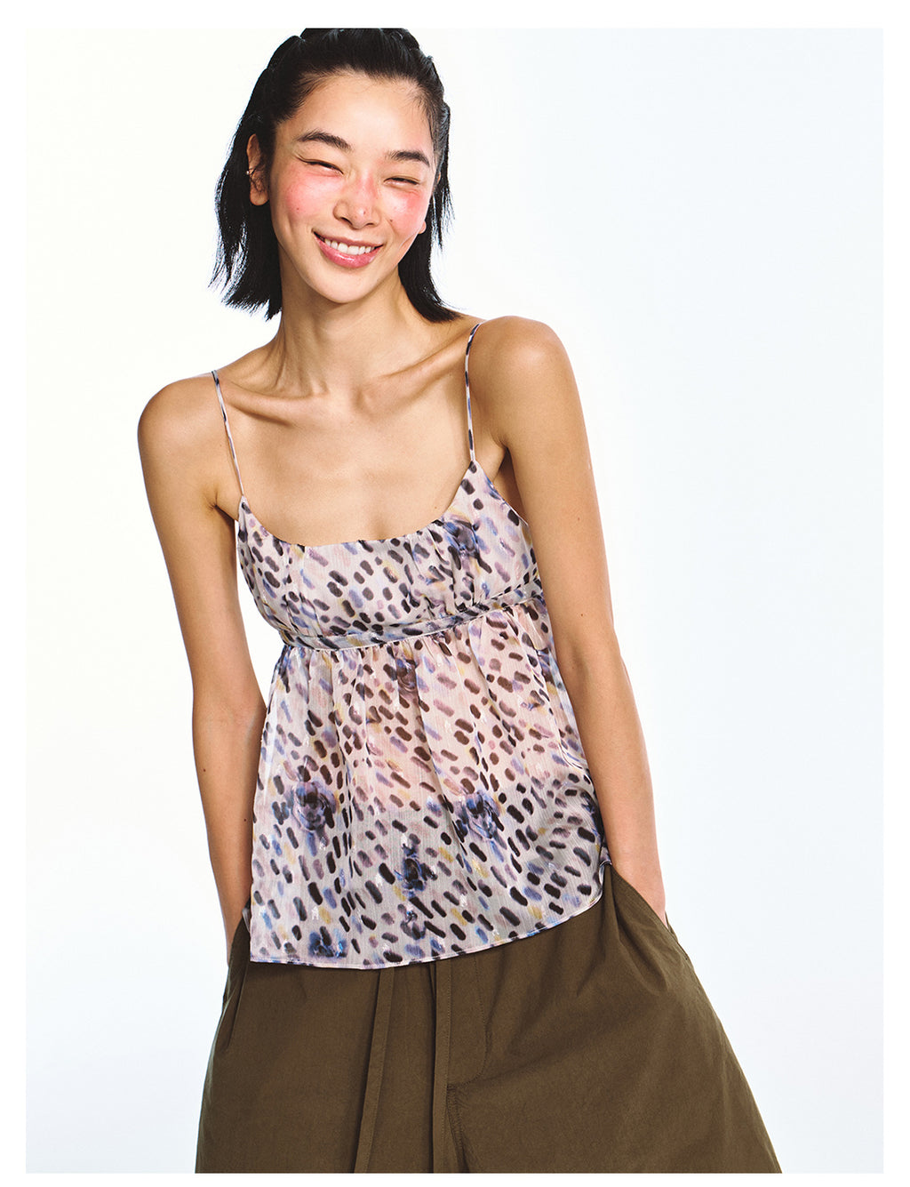 Leopard Print Polka Dot Street Style Camisole Top