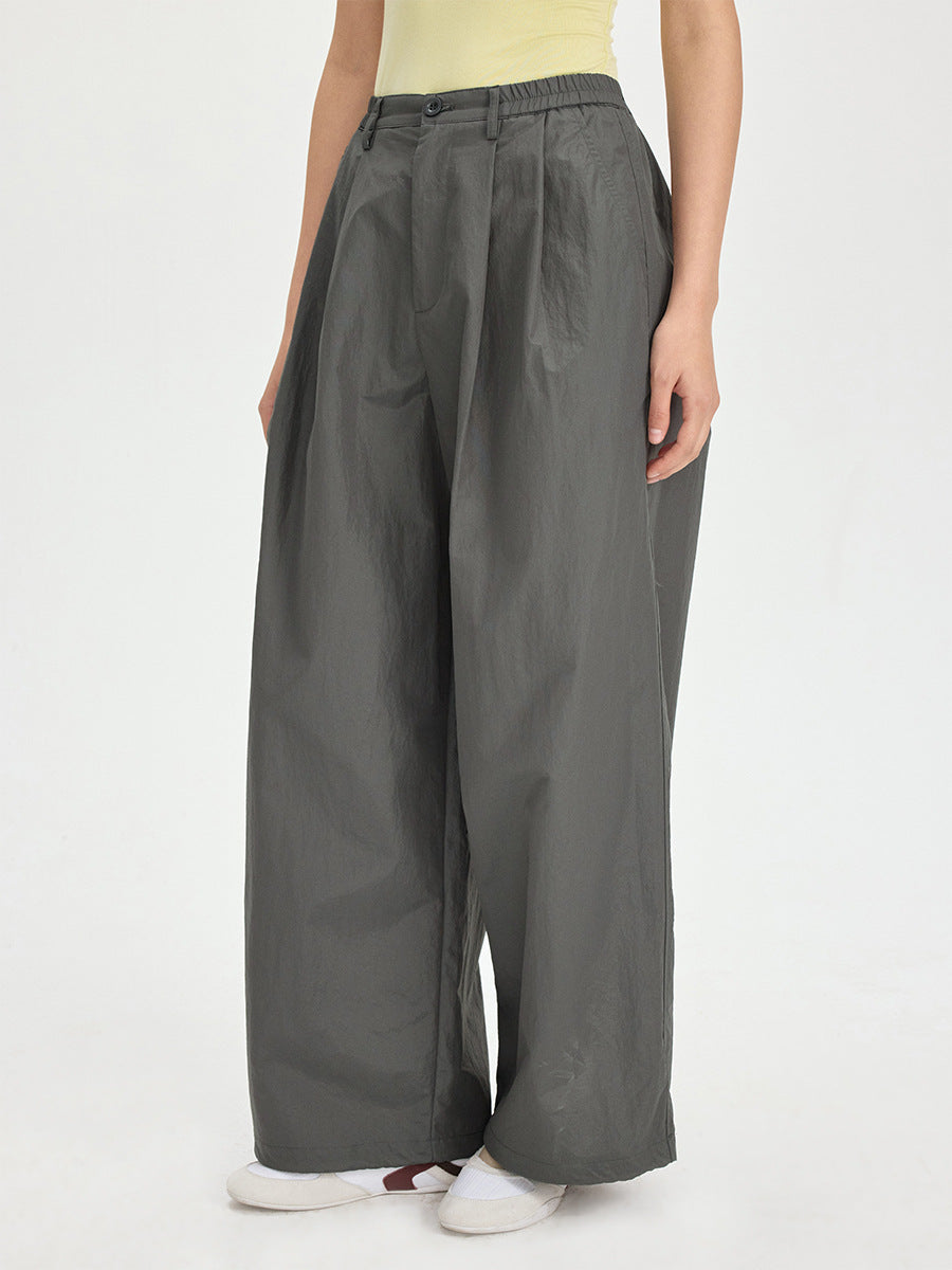 High Waist Wide Leg Pleated Trousers
