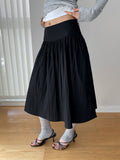 Pleated Textured High-waisted A-line Midi Skirt