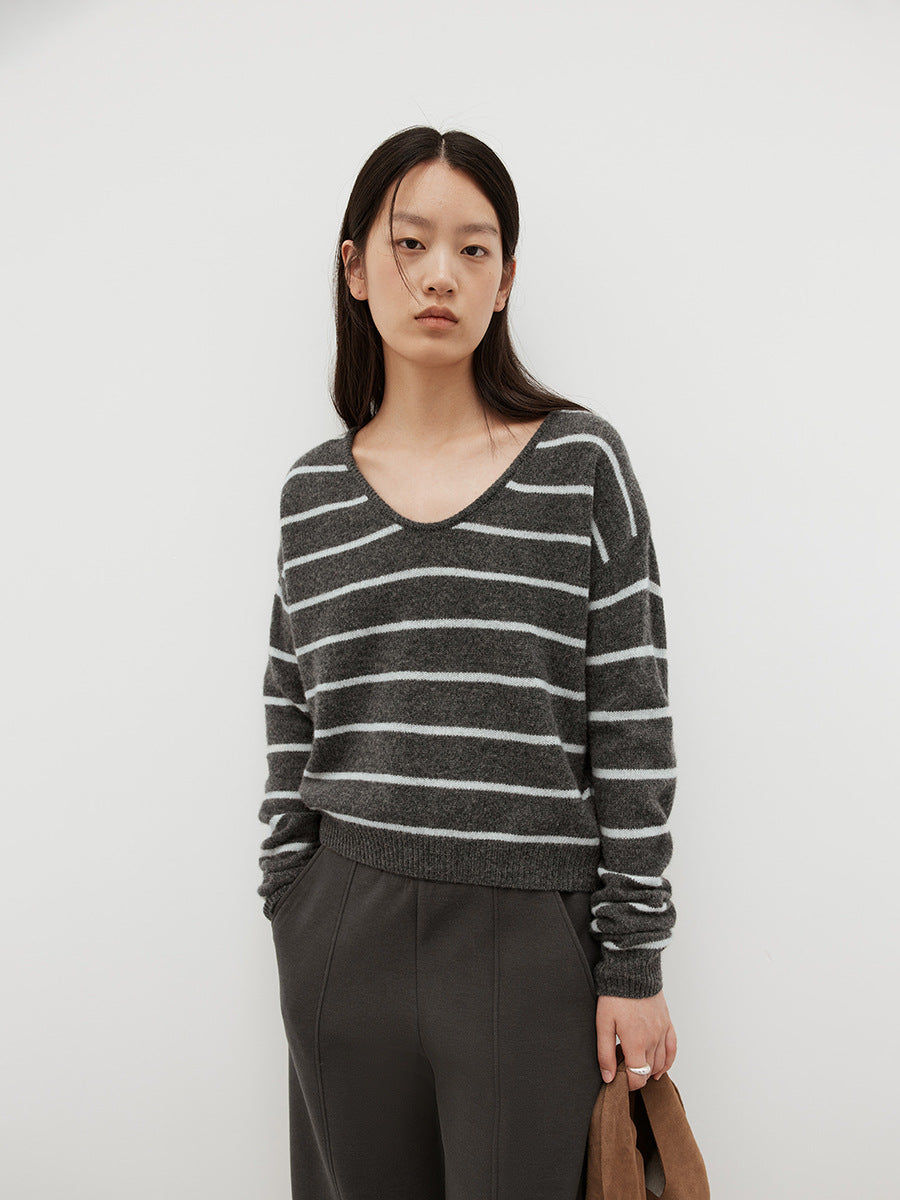 Striped Minimalist Wool Pullover Sweater