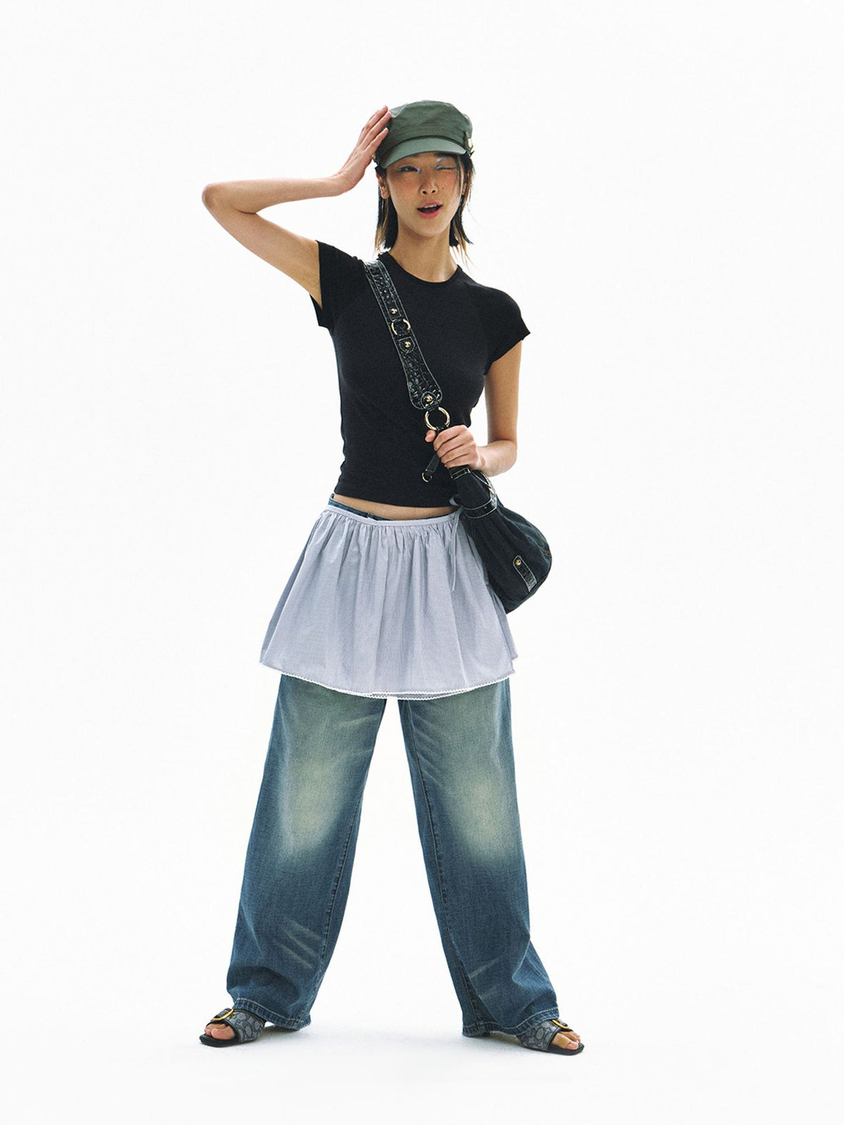 Plaid Patchwork Lace Short Skirt