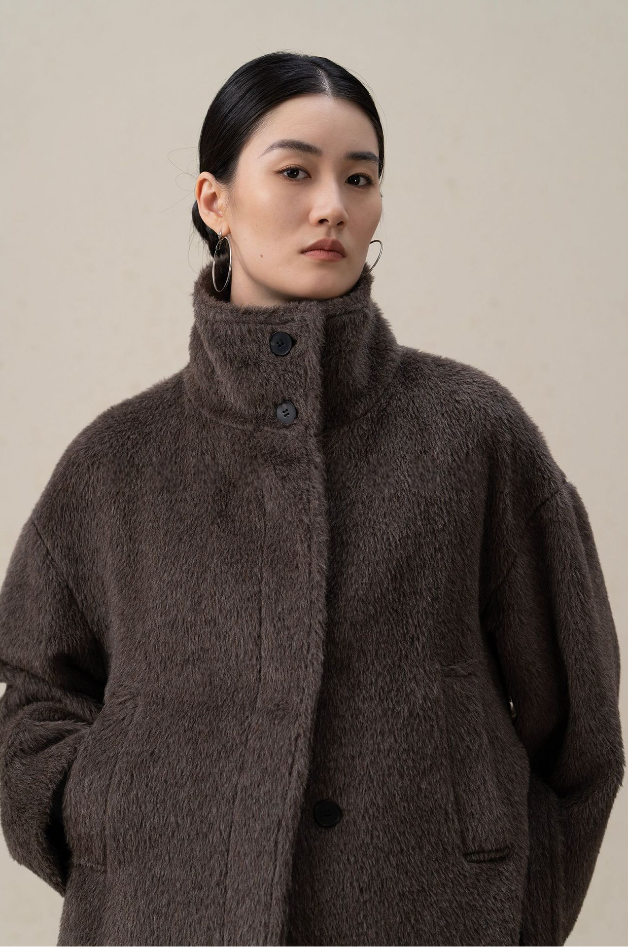 Suri Alpaca & Wool Lace-Up Downy Short Coat