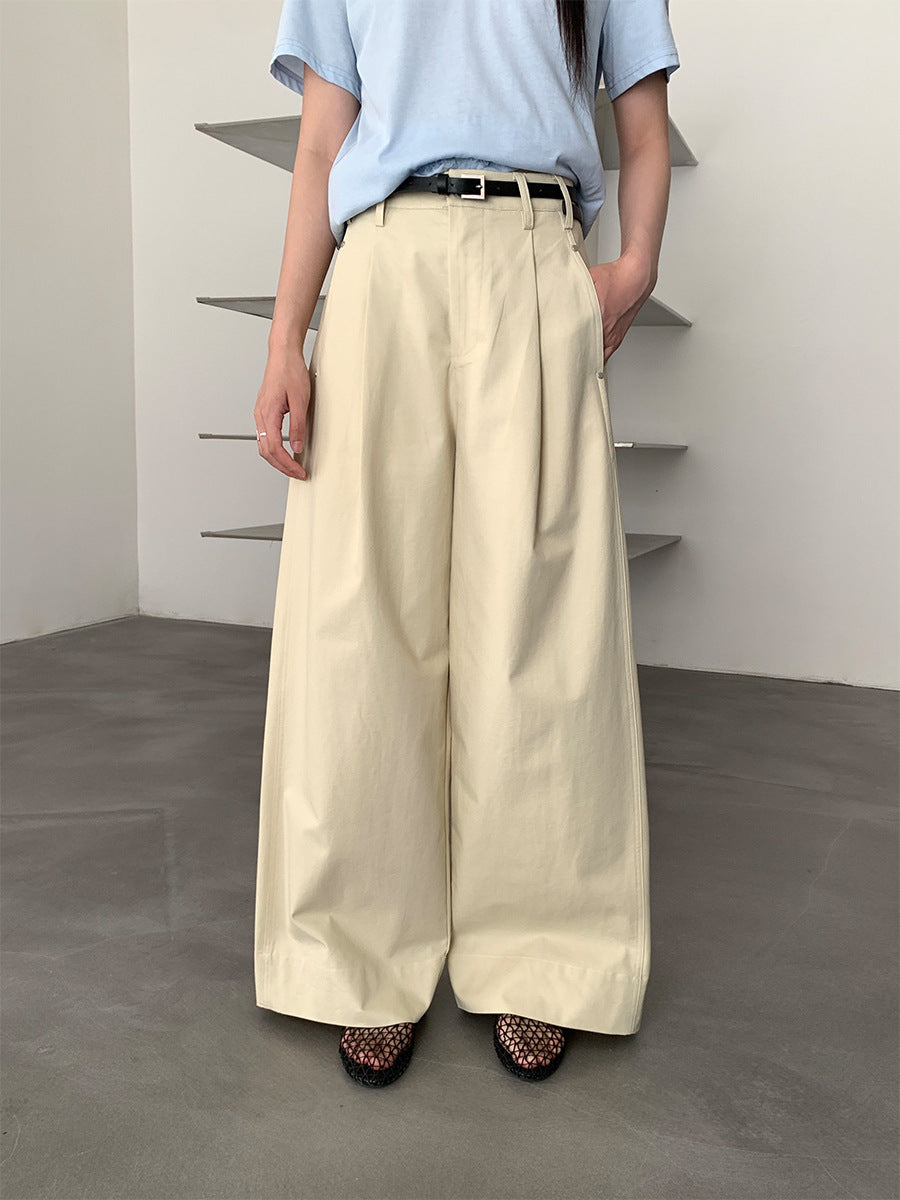 High-Waist Wide-Leg Loose Pleated Pants