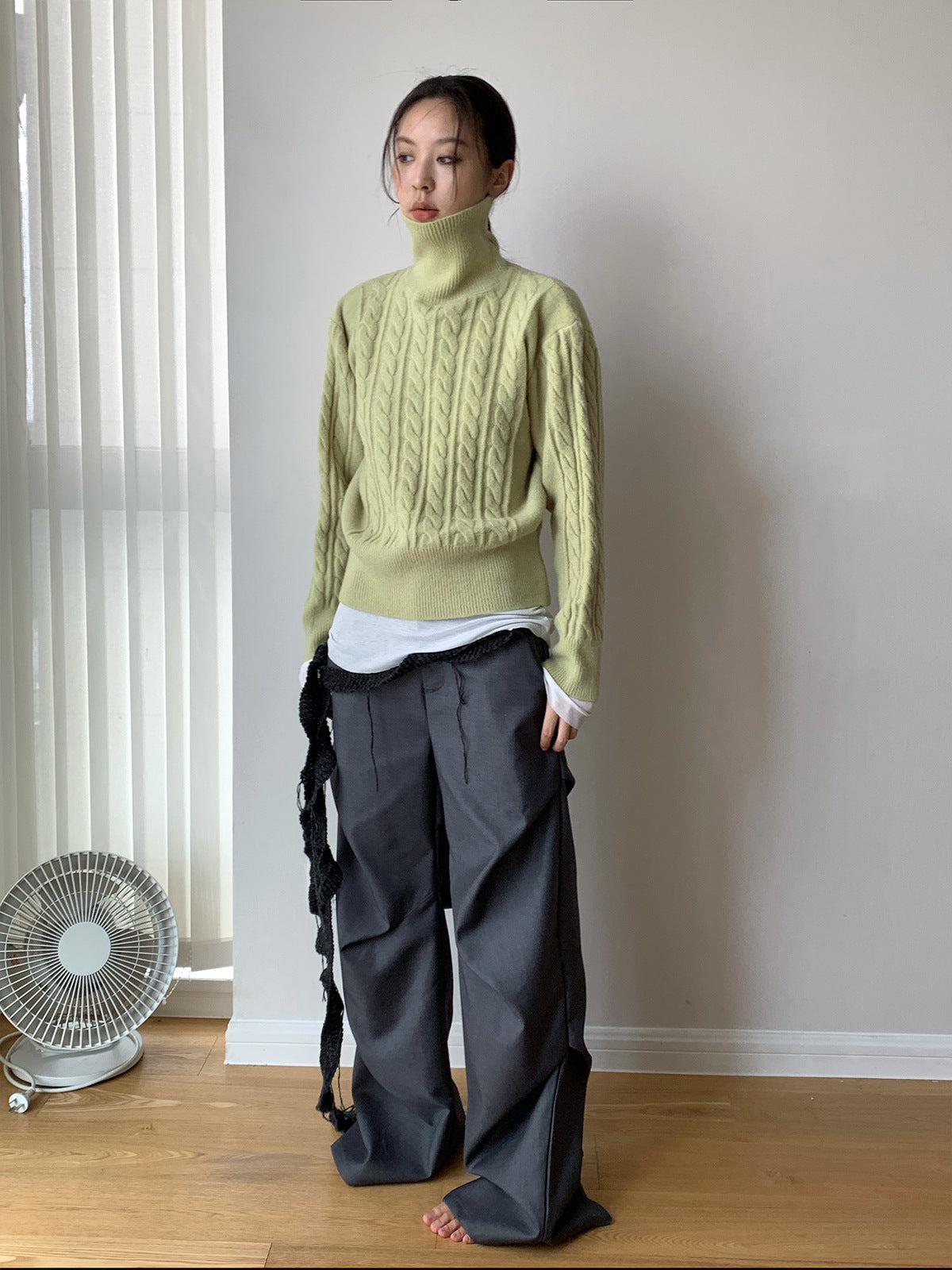 Dorothy Green Korean Trendy Jacquard Turtleneck Knit Sweater Women's Lazy Versatile Pullover Knit Top