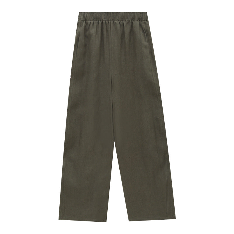 Linen Elastic Waist Wide-Leg Casual Pants