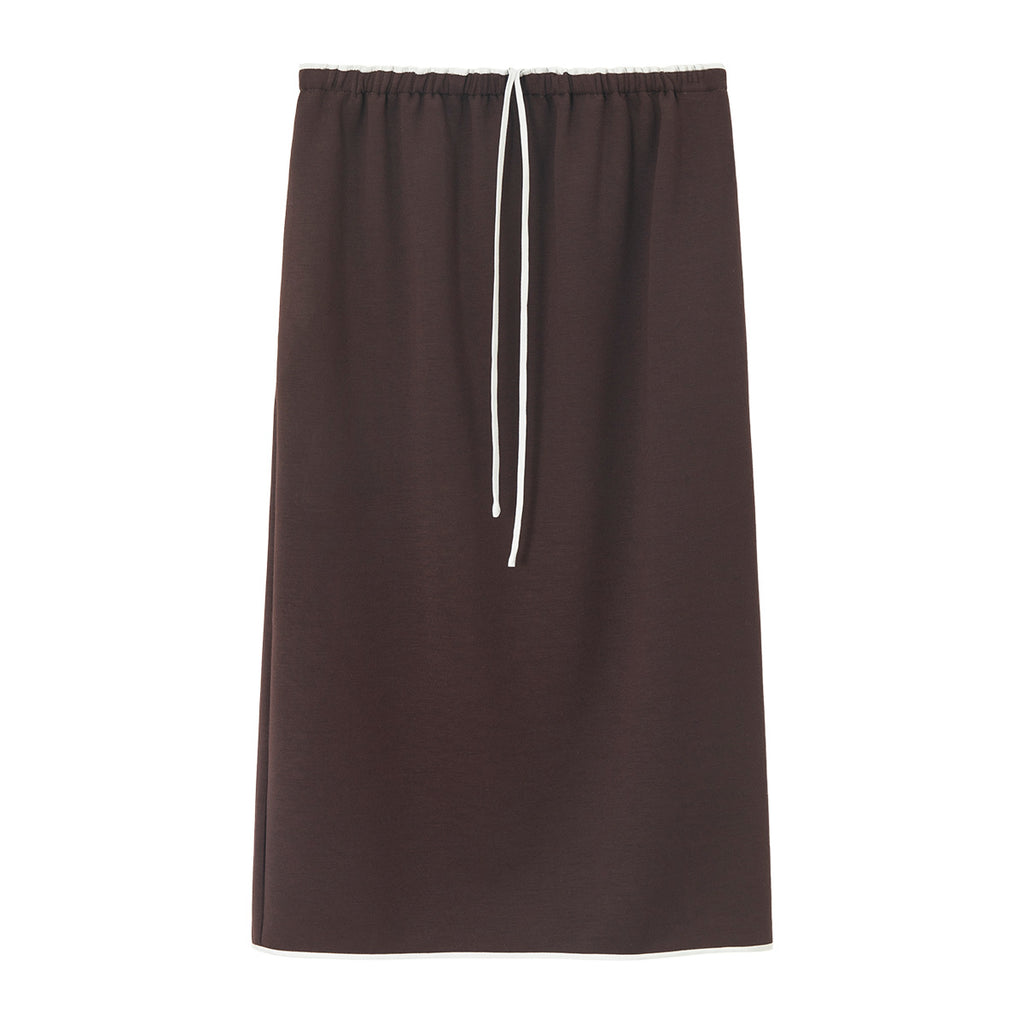 Drawstring Waist Straight Midi Skirt