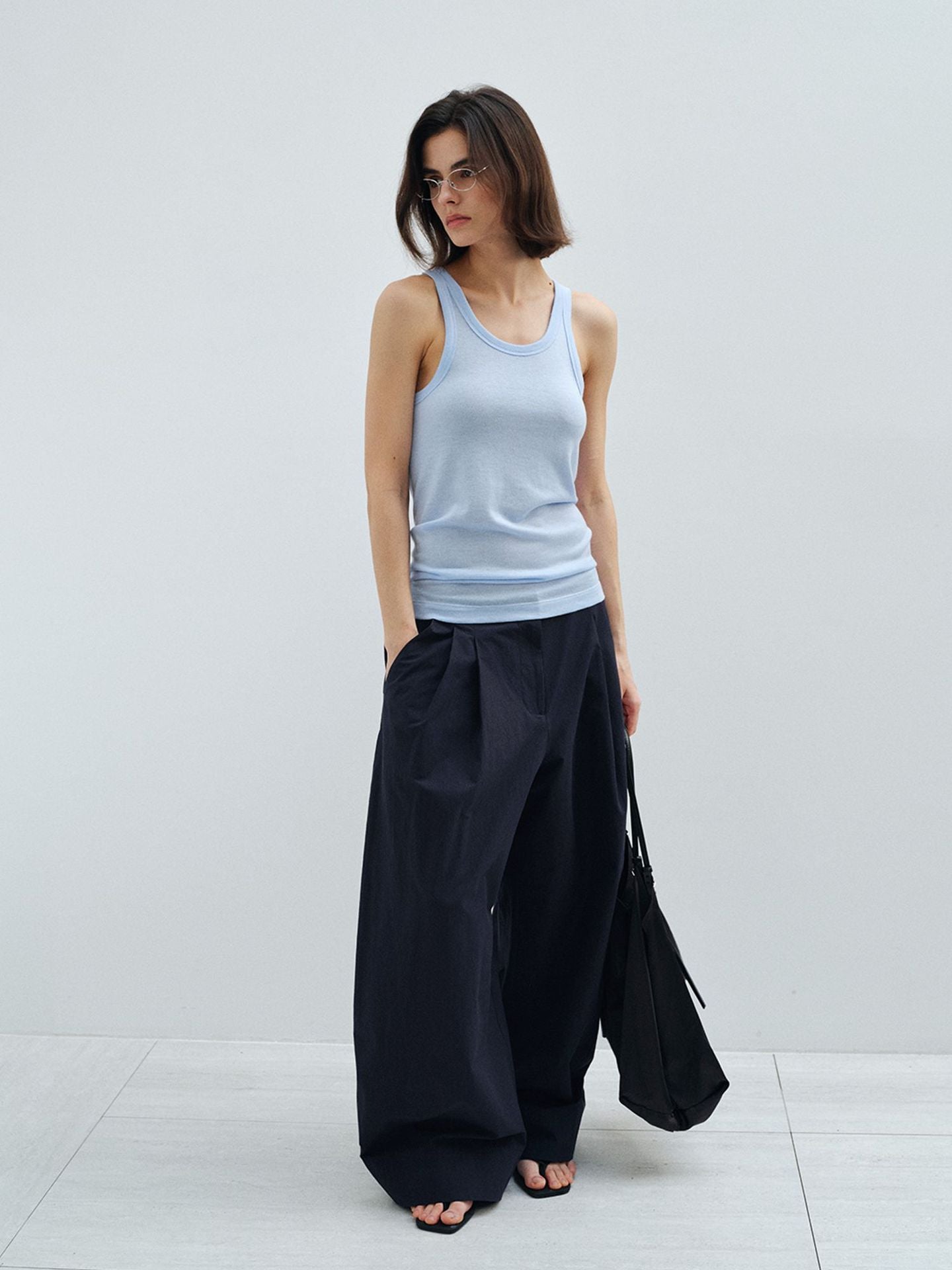 Pleated Wide-leg Baggy Pants