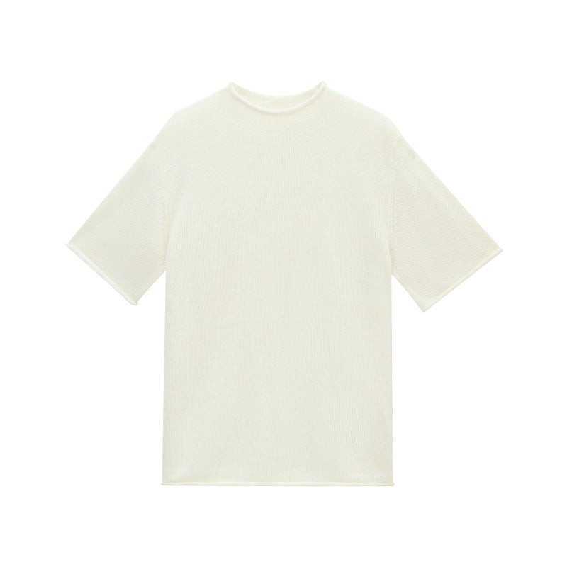 Merino Wool Short Sleeve Pullover Knit Top