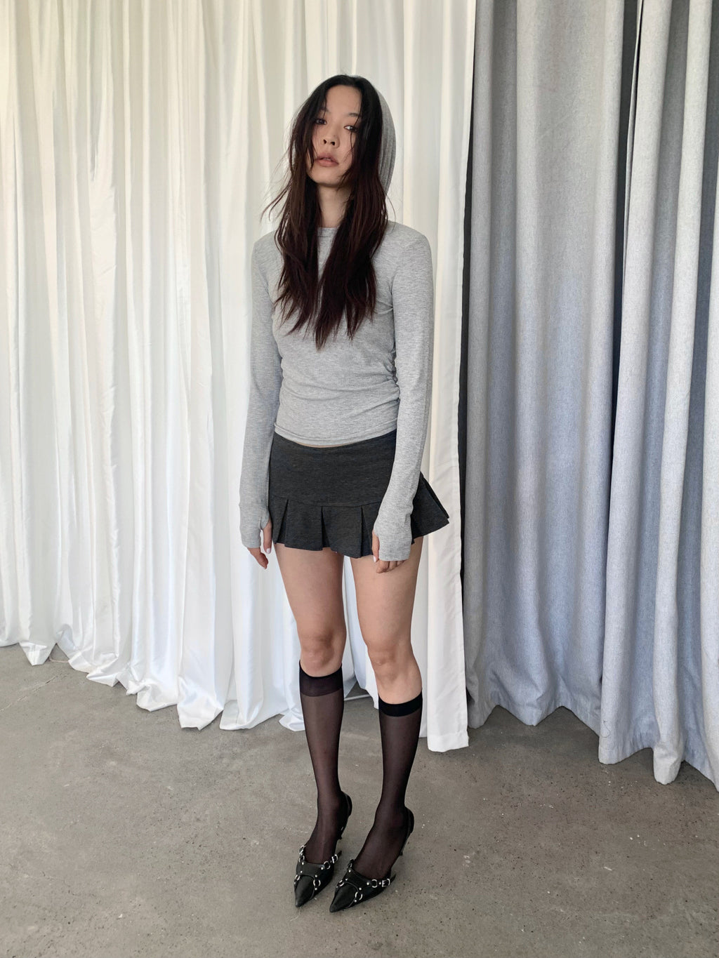 Pleated Low Rise Mini Skort