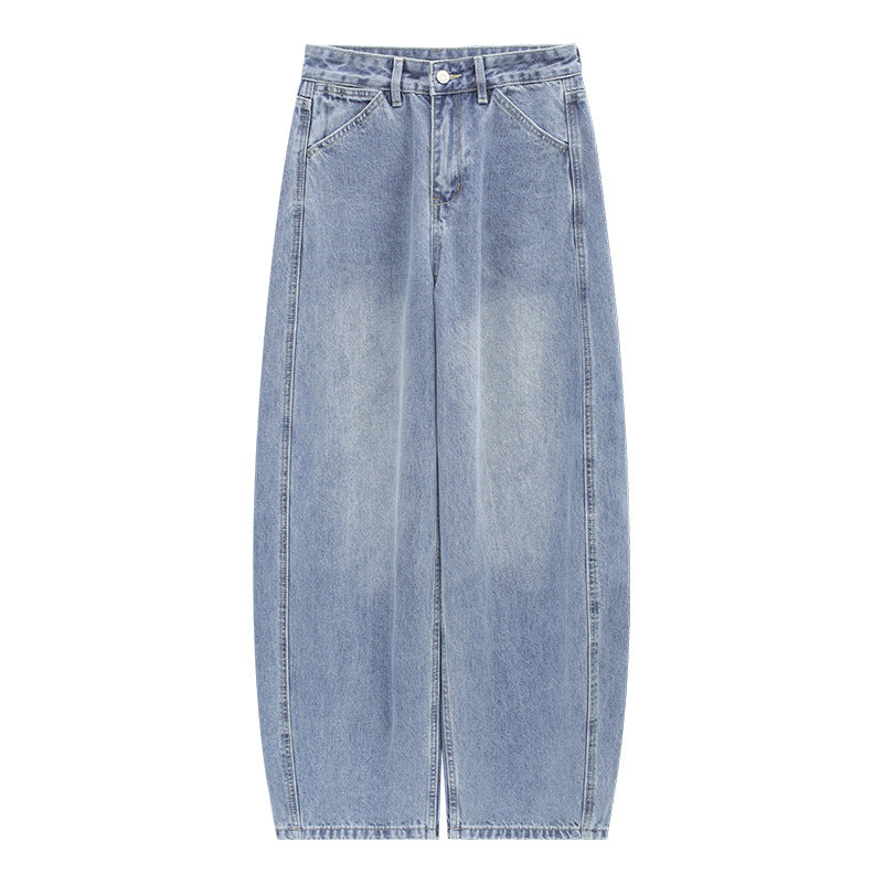 Loose Curved Washed Jeans