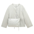 Minimal Collarless Padded Jacket with Crossbody Bag