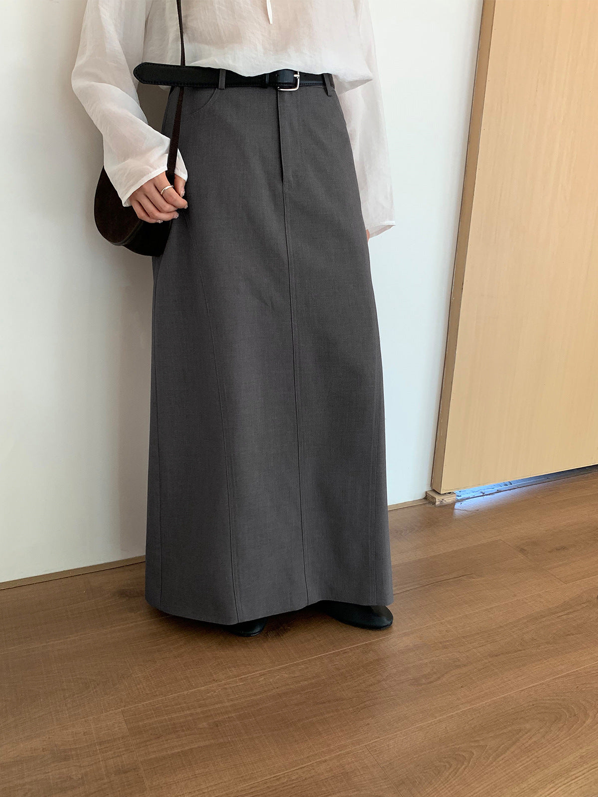Maxi Straight Skirt with Belt