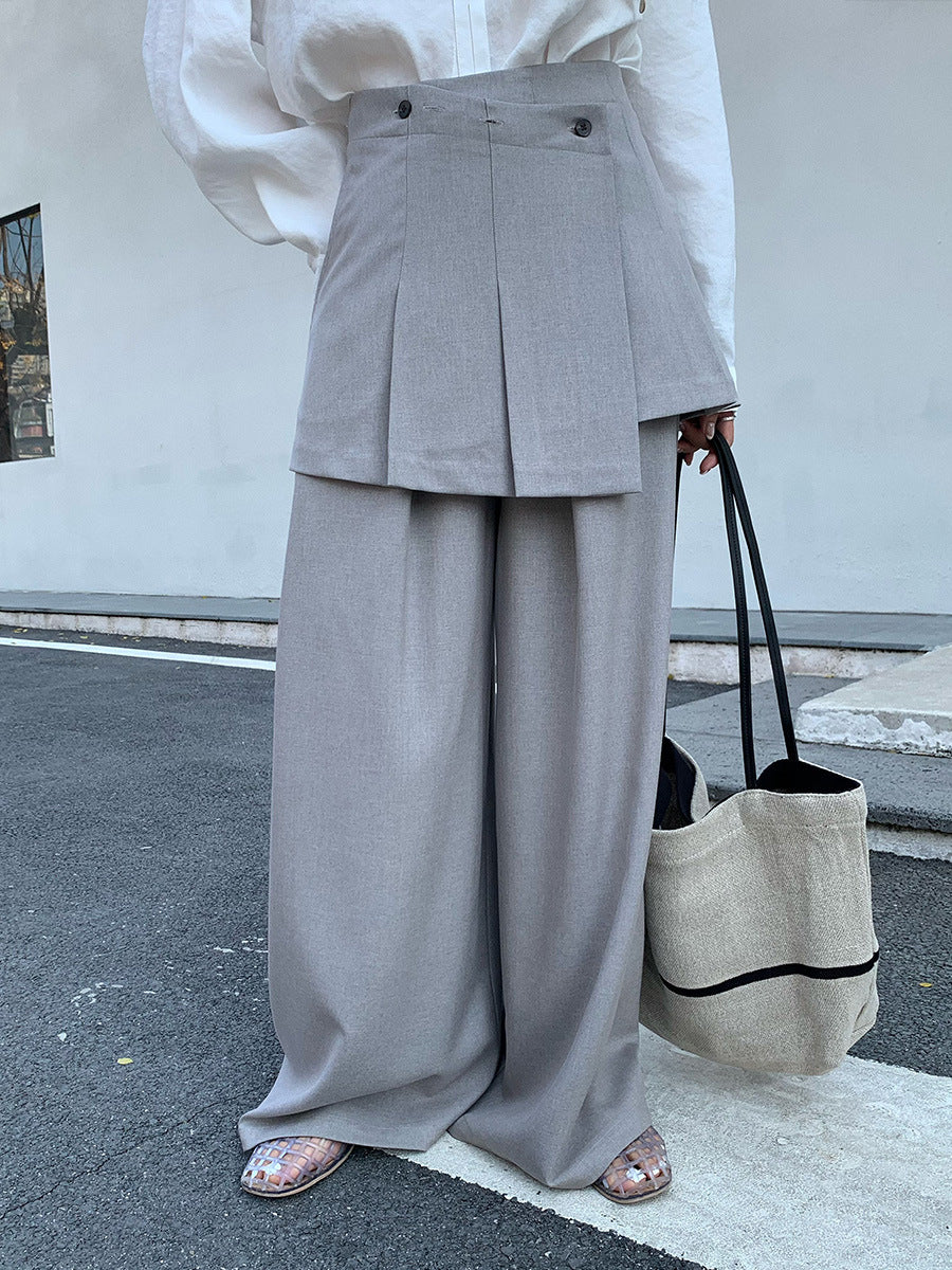 Drape Two-piece Apron Wide-leg Suit Pants