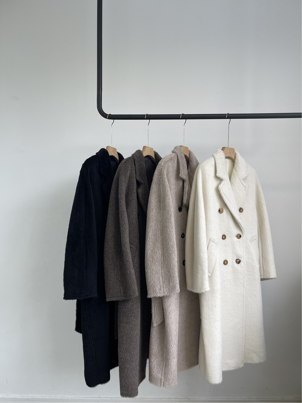 Merino Wool Fluffy Belted Long Coat