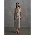 Linen Off-shoulder Strap Dress