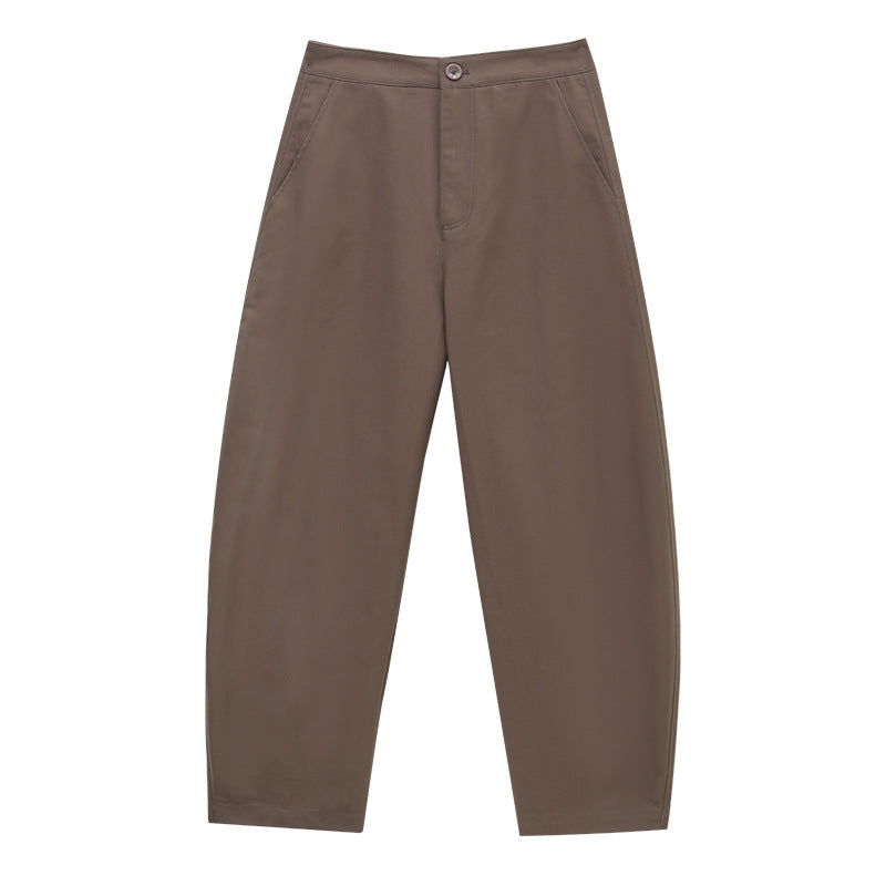 Curved Leg Silhouette High-Waisted Relaxed Tapered Trousers