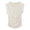 Linen Collar Colorblock Patchwork Fake Two-Piece Sleeveless Vest Top