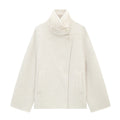 Wrapfront Double-Breasted Alpaca Wool Coat