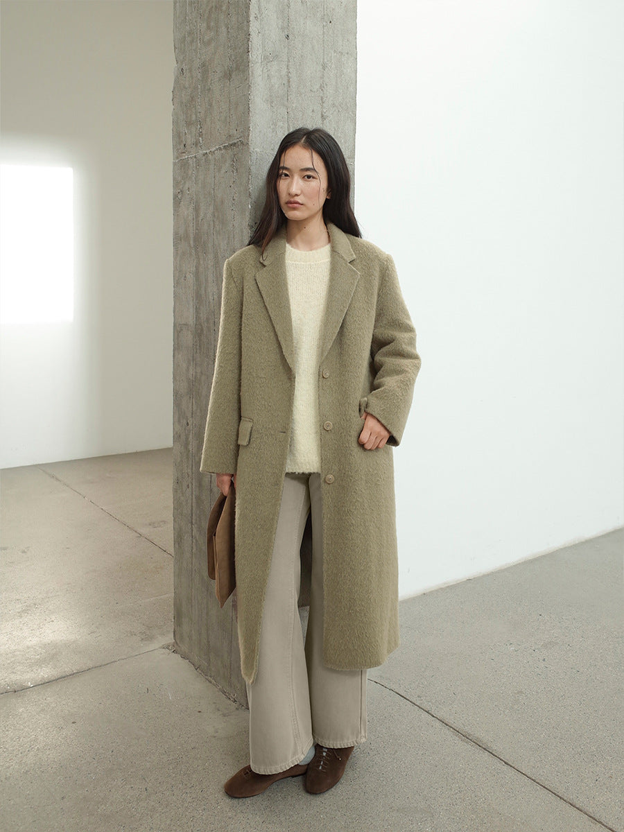 V-neck Elegant Alpaca Woolen Jacket