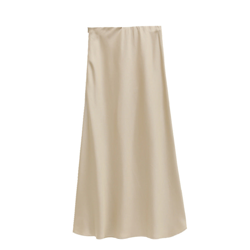 A-line drape Satin Maxi Skirt