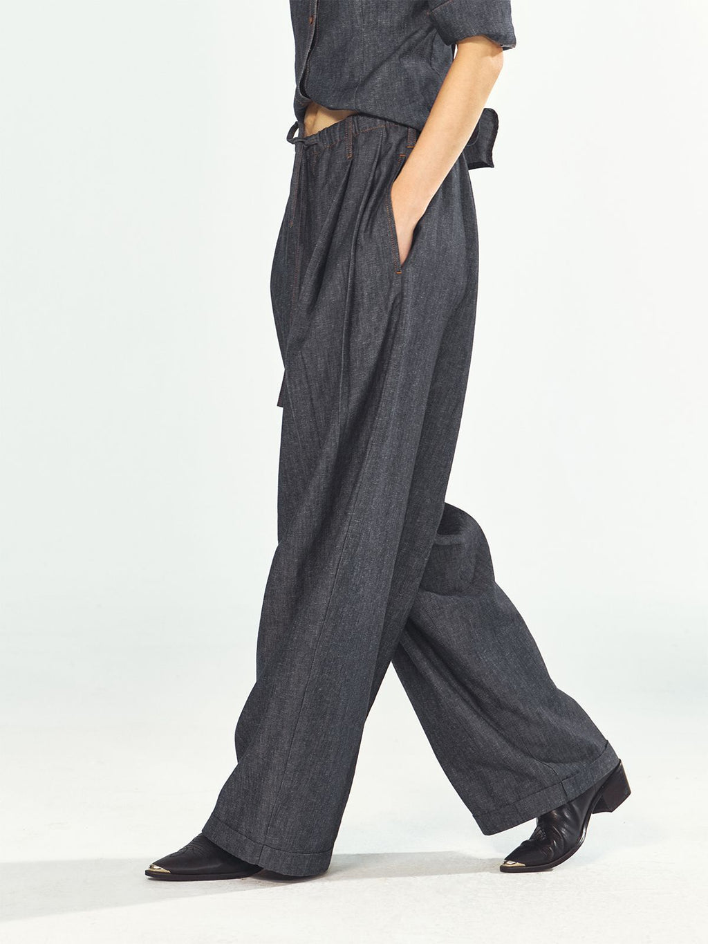 Linen-Cotton Casual Denim Pants